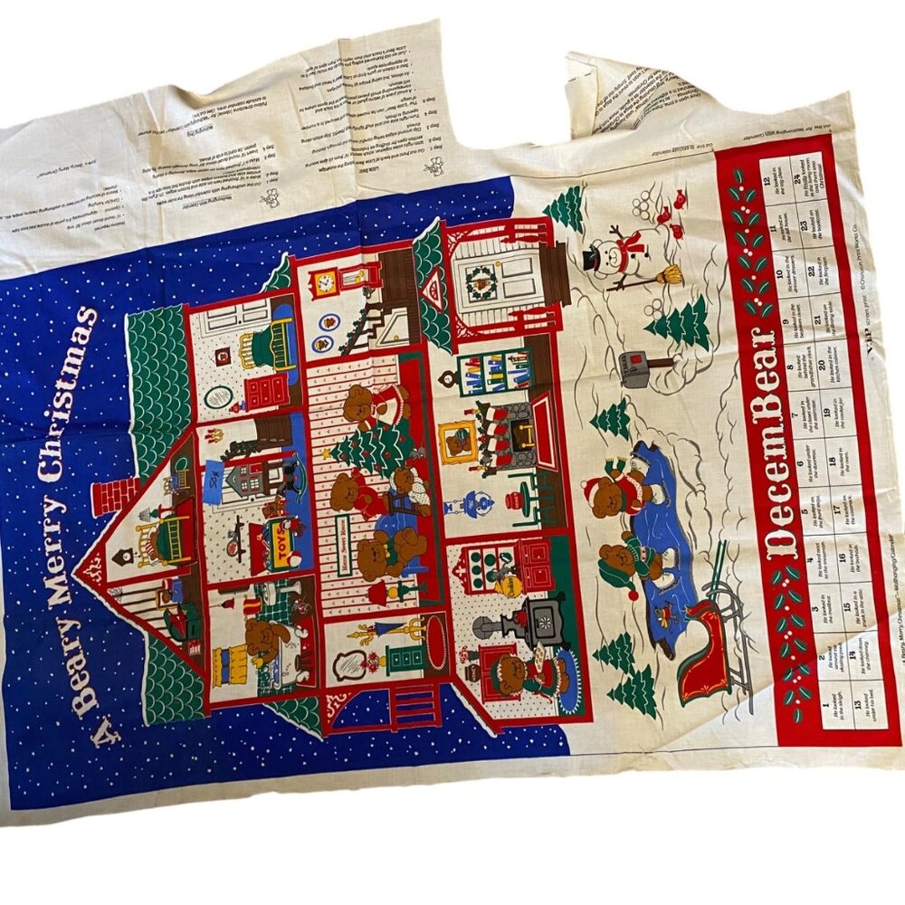 Cranston Decembear Wall Advent Calendar Fabric Panel Christmas Holiday NO‎ BEAR